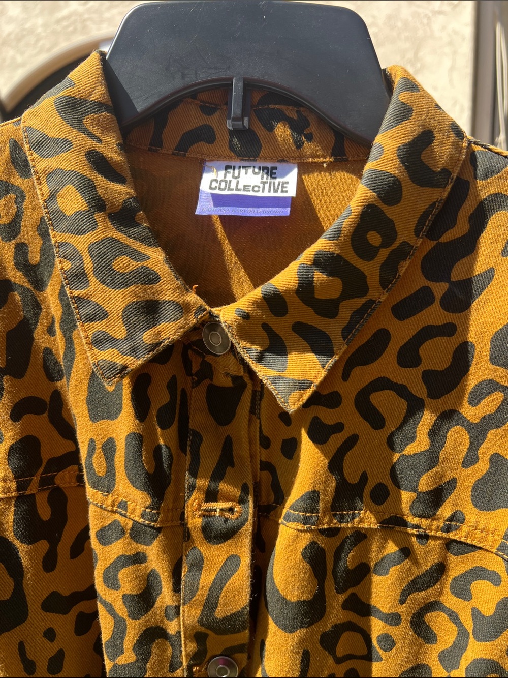 Future Collective Leopard Print Button-Front Shirt Dress - Picture 3 of 14